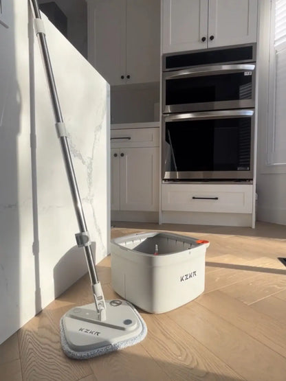 Spin Mop & Bucket Set with Dual Water Separation System, 360° Rotating Microfiber Floor Mop for Home Cleaning