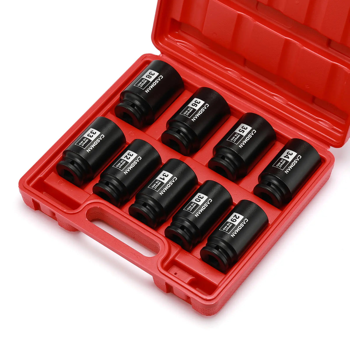1/2-Inch Drive Deep Axle Nut Impact Socket Set, 9-Piece CR-MO 6-Point Metric Sockets, 29mm-38mm, Heavy-Duty Auto Mechanic Tools