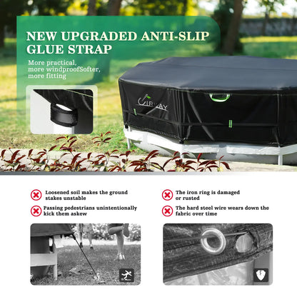18FT Round Pool Cover – Heavy-Duty 500D Fabric with Windproof Straps & UV Protection