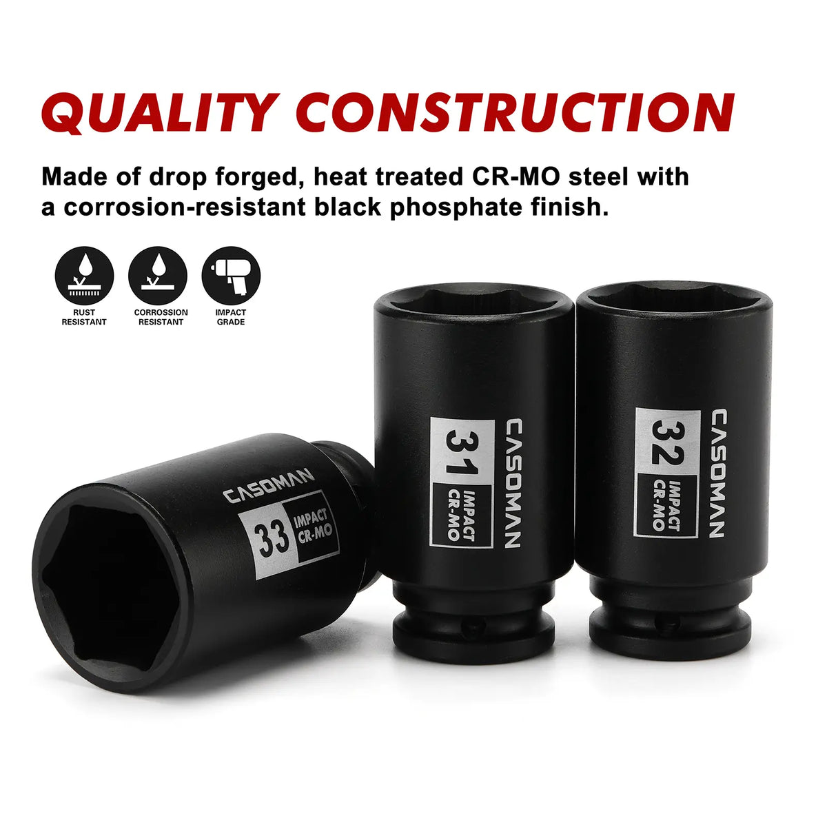 1/2-Inch Drive Deep Axle Nut Impact Socket Set, 9-Piece CR-MO 6-Point Metric Sockets, 29mm-38mm, Heavy-Duty Auto Mechanic Tools