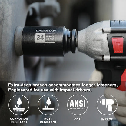 1/2-Inch Drive Deep Axle Nut Impact Socket Set, 9-Piece CR-MO 6-Point Metric Sockets, 29mm-38mm, Heavy-Duty Auto Mechanic Tools