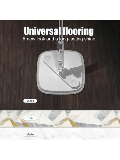 Spin Mop & Bucket Set with Dual Water Separation System, 360° Rotating Microfiber Floor Mop for Home Cleaning