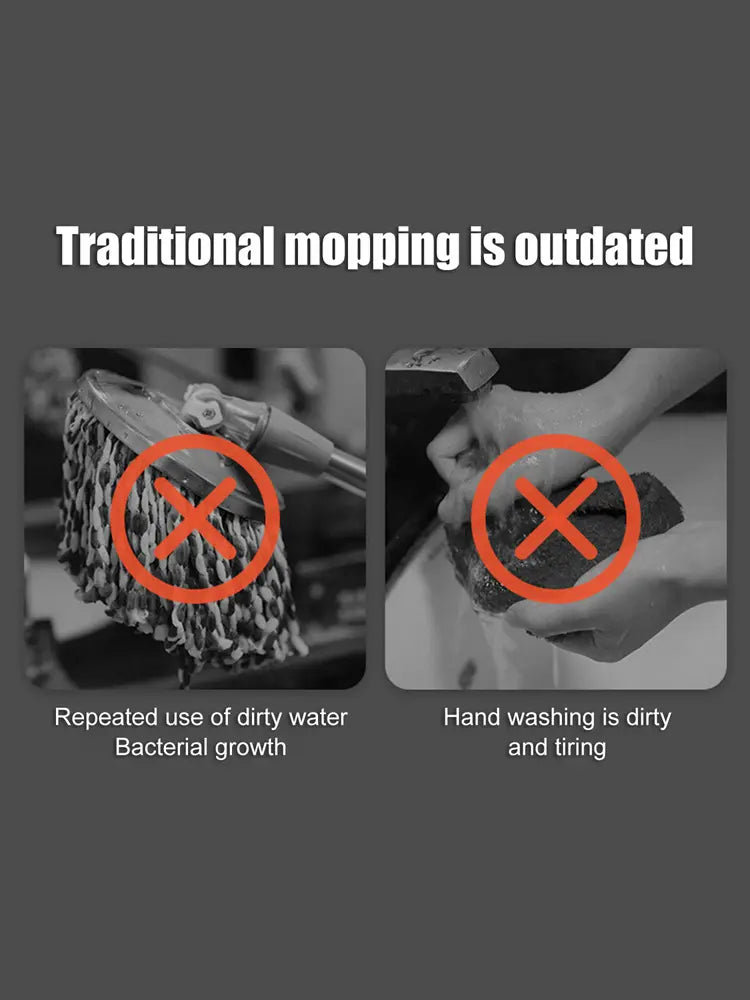 Spin Mop & Bucket Set with Dual Water Separation System, 360° Rotating Microfiber Floor Mop for Home Cleaning
