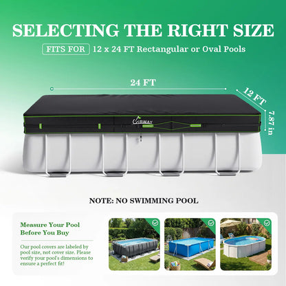 18FT Round Pool Cover – Heavy-Duty 500D Fabric with Windproof Straps & UV Protection