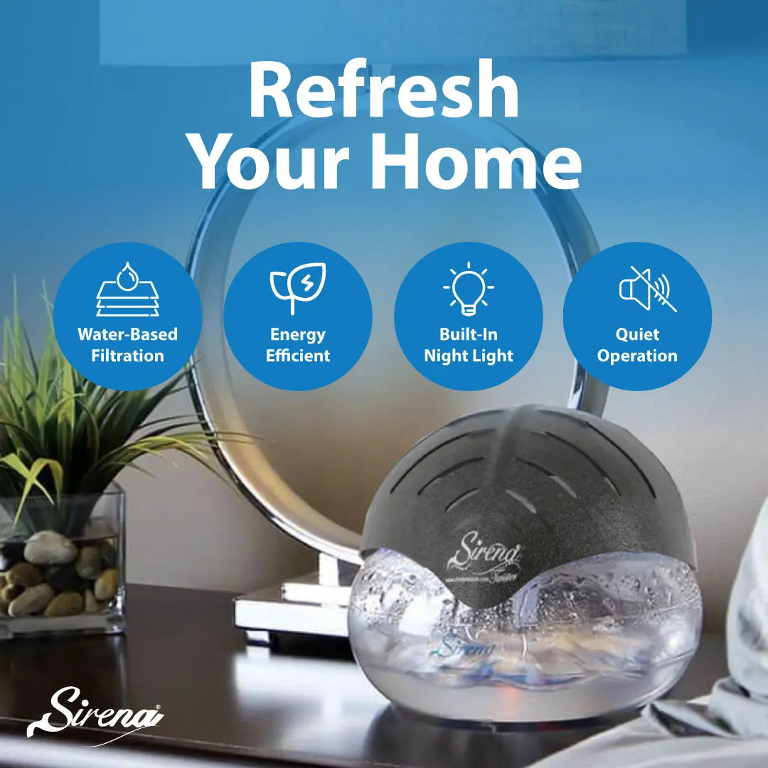 Water-Based Air Purifier with Essential Oil Diffuser & LED Night Light – Refresh Your Home Air, Reduce Odors from Smoke and Pets