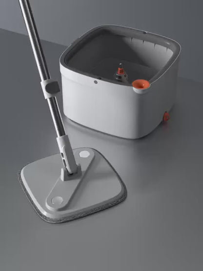 Spin Mop & Bucket Set with Dual Water Separation System, 360° Rotating Microfiber Floor Mop for Home Cleaning